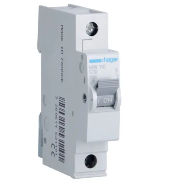Disjuntor MW110 1P 10A C 3kA 1M HAGER