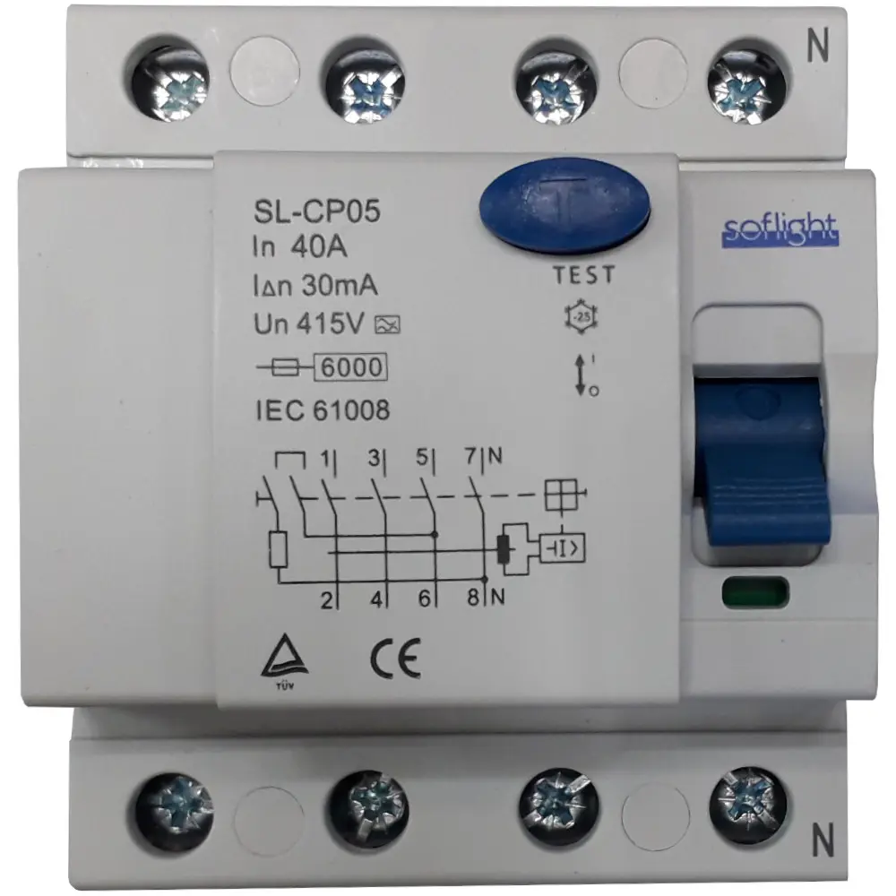 Interruptor diferencial Soflight SL-CP05440-30-A – 3P+N, 40 A, 30 mA, tipo A