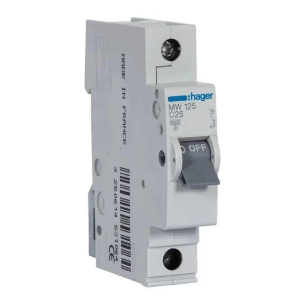 Disjuntor MW125 1P C 3KA 1M 25A Hager