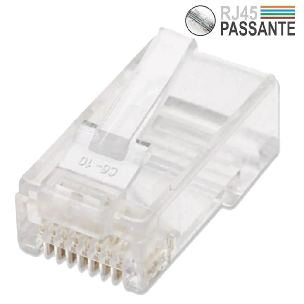 Ficha RJ45 passante – CAT6, 8P8C