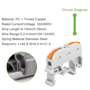 Borne de ligação rápida DIN 4mm2 32A Cinzento