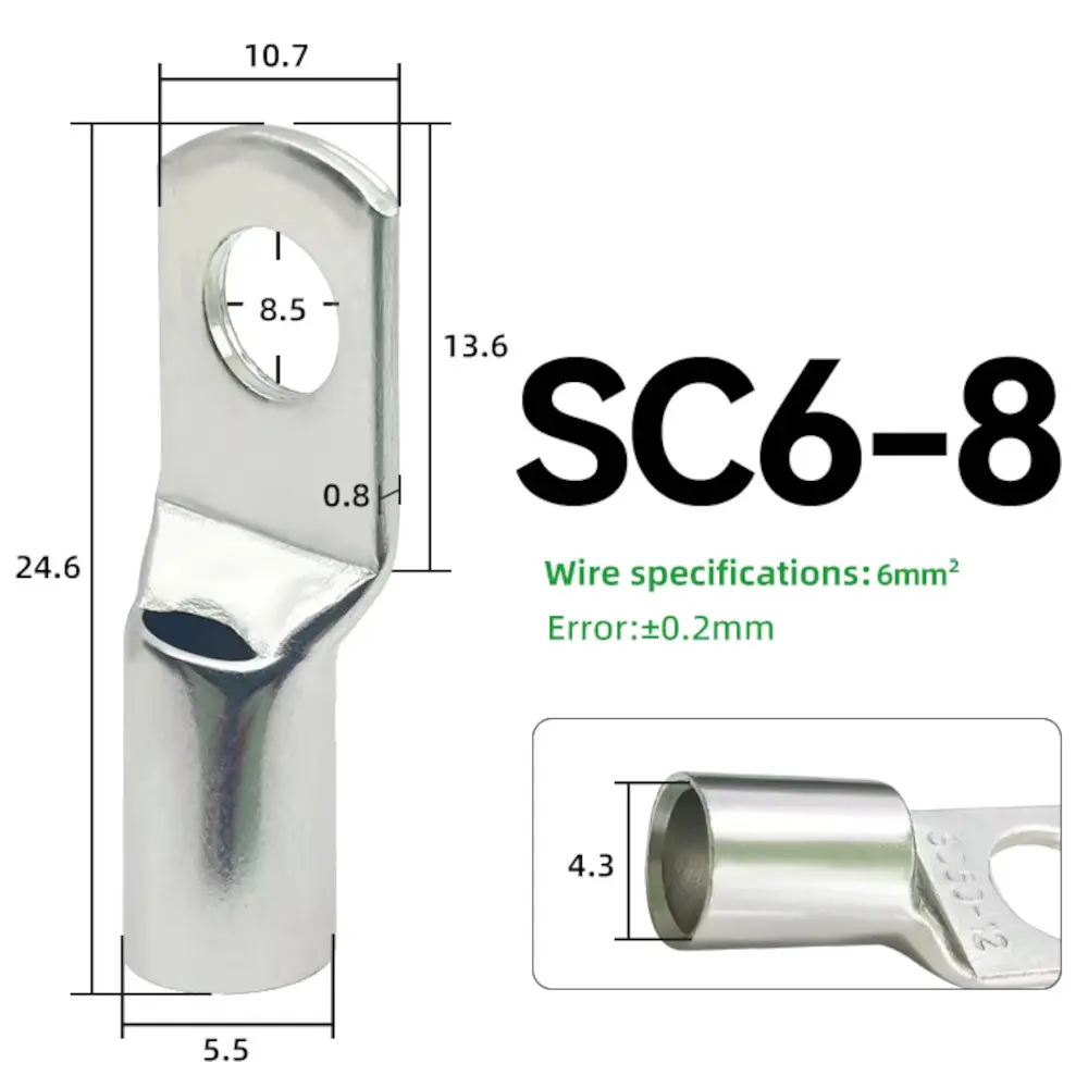 Terminal de olhal SC6-8 – 6 mm², furo M8