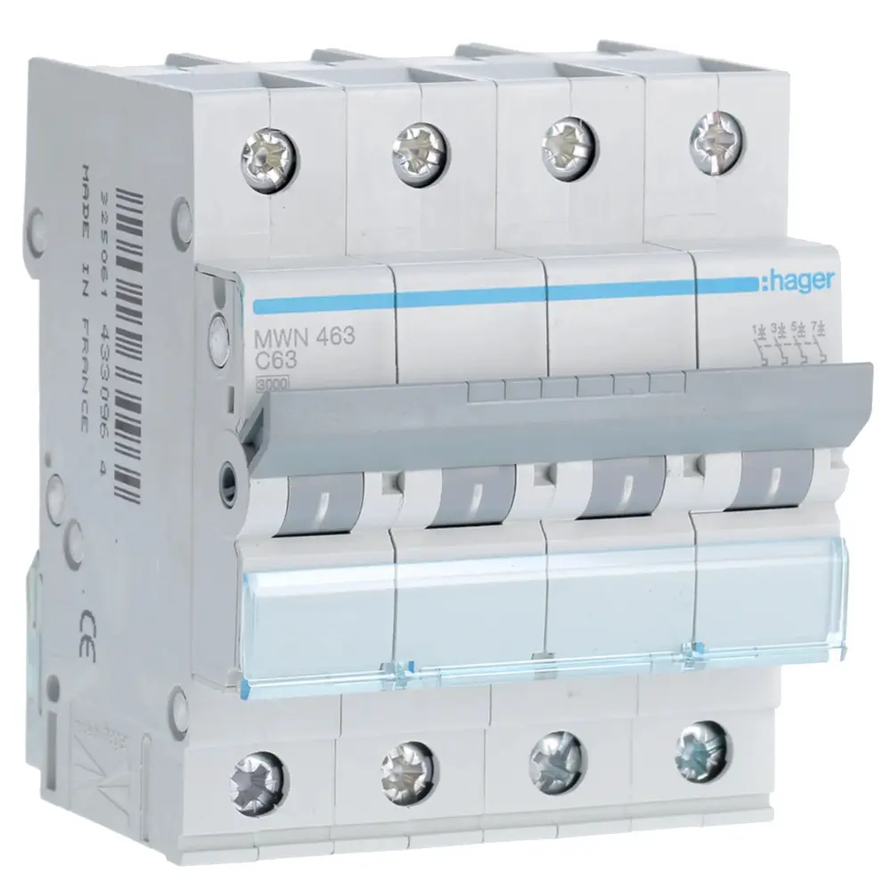 Disjuntor MWN463 4P C 3kA 4M63A  HAGER