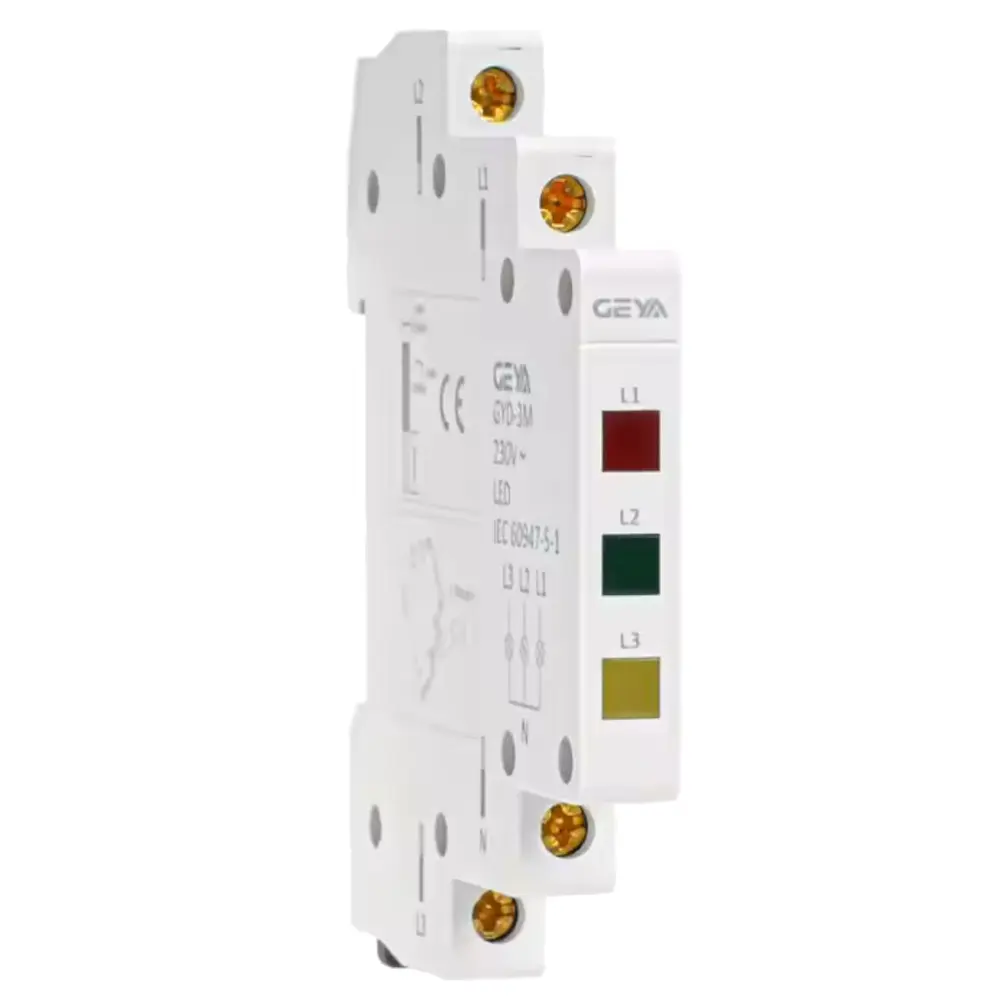 Sinalizador LED triplo modular Geya GYD – vermelho, verde e amarelo, 230 V