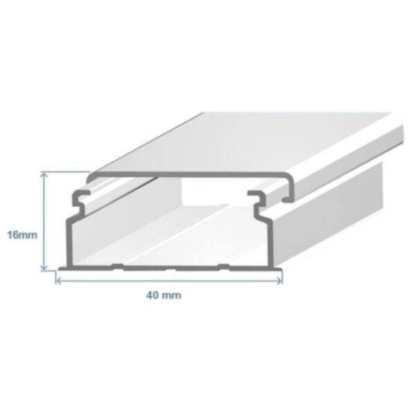 Calha 40x16mm s/ divisória branca adesiva - Efapel 10160FBR 2M