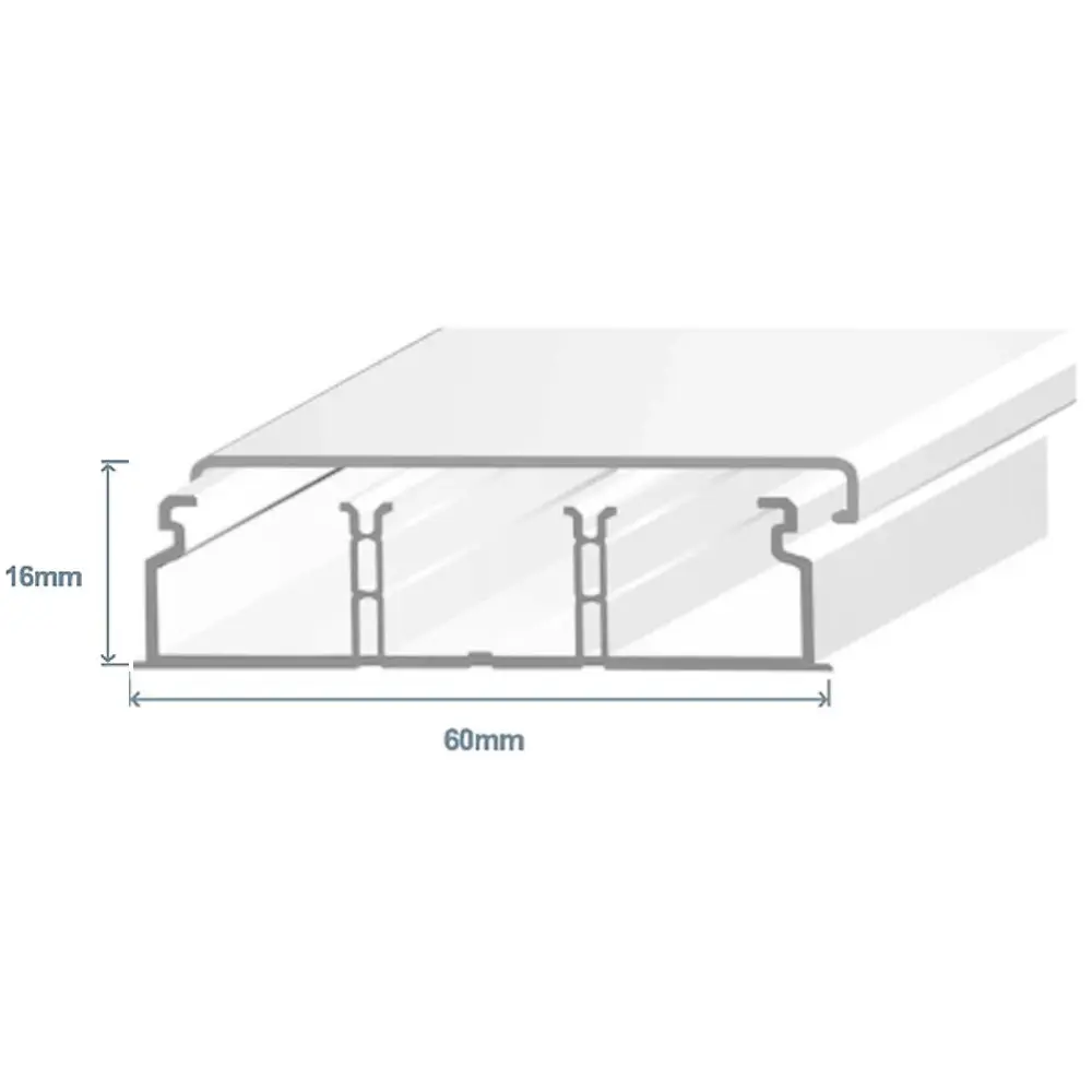 Calha tripla Efapel 10070CBR – 60×16 mm, com 2 divisórias, branca, venda ao metro