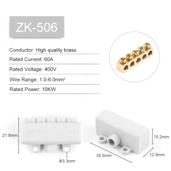 Borne de passagem de 6 mm² ZK-506