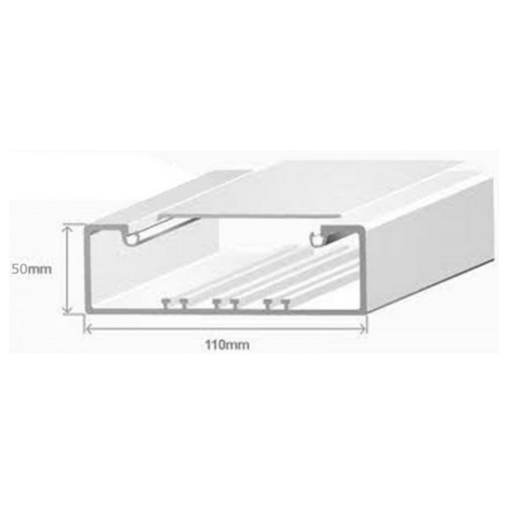 Calha Efapel 10090RBR – 110×50 mm, tampa L75, branca, venda ao metro