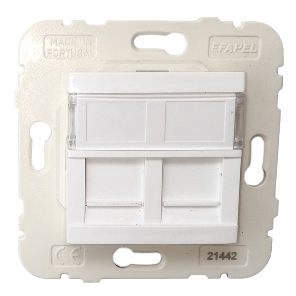 Aro com módulo duplo para conectores RJ45 - Branco - Efapel 90442SBR