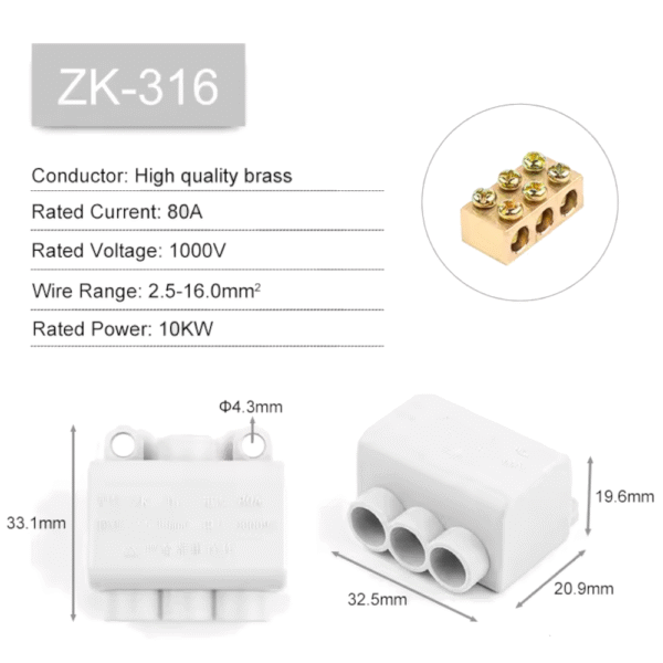 Borne de passagem de 16 mm² ZK-316