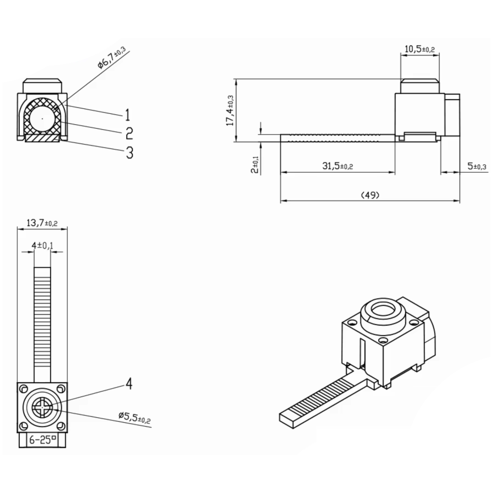 Borne de ligação de ponteira estriada 1x25mm² - Image 2