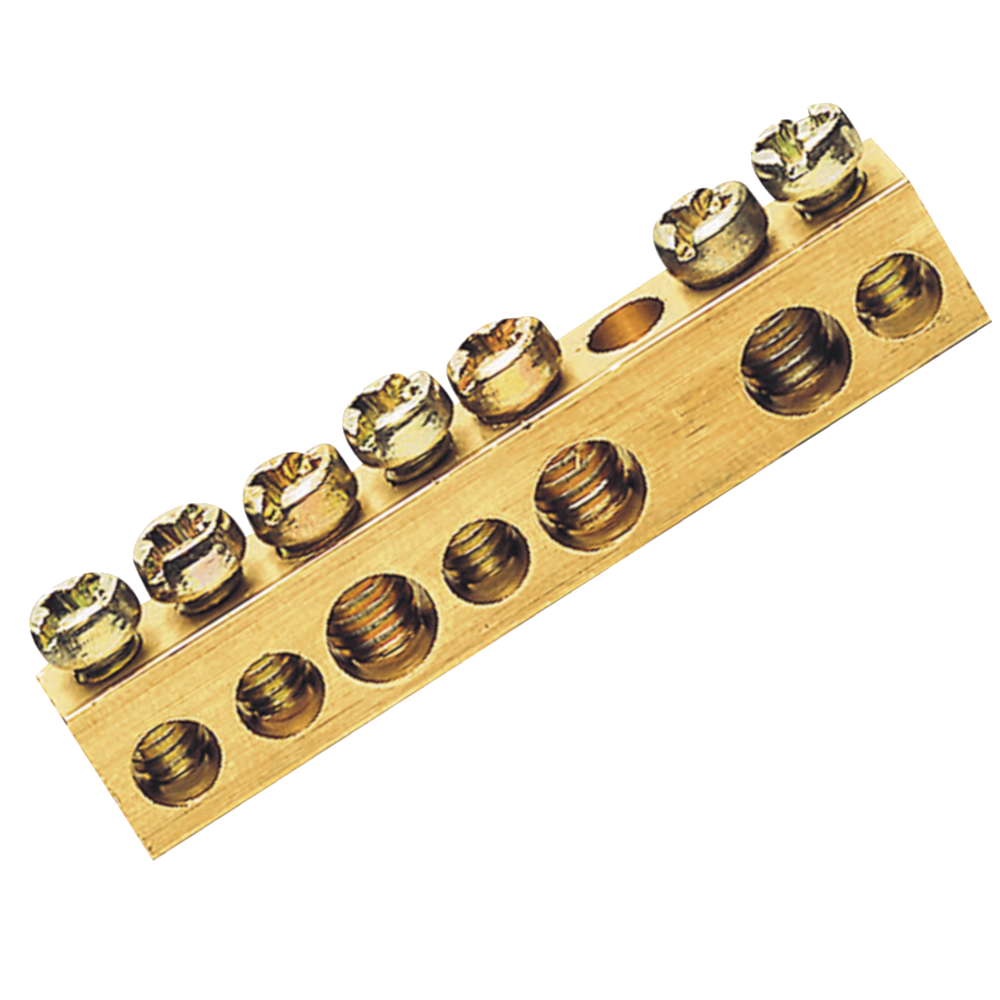 Barramento sem base Hager K142 – 7 ligações, 3×16+4×10 mm², 60 A, latão