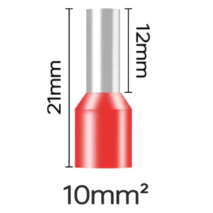 Terminal tubular isolado (ferrule) tipo E 10mm2 E10-12 preto / vermelho [Pack 100 unidades]