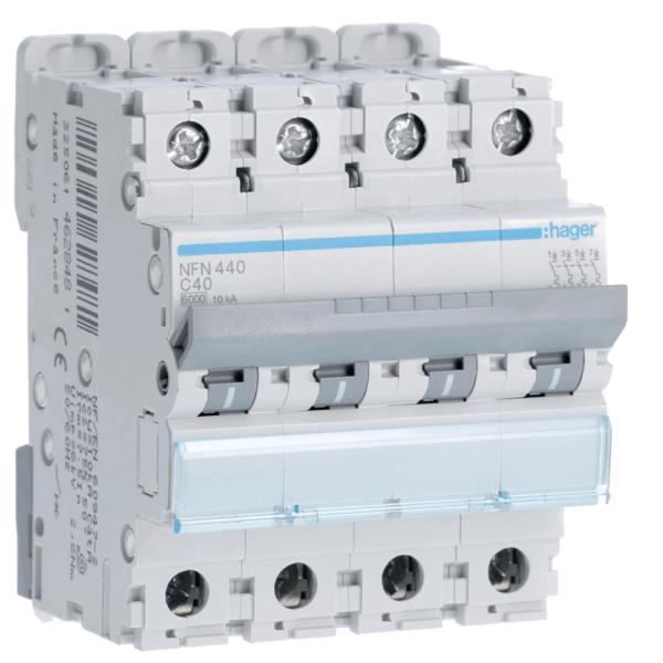 Disjuntor NFN440 4P 40A C 6/10kA 4M HAGER
