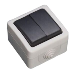 Comutador de escada duplo estanque 10A 250V IP54 - cinzento - GSC Evolution