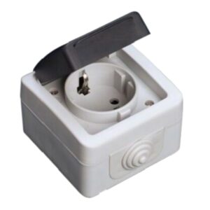 Tomada schuko estanque 16A 250V IP44 - cinzento - GSC Evolution
