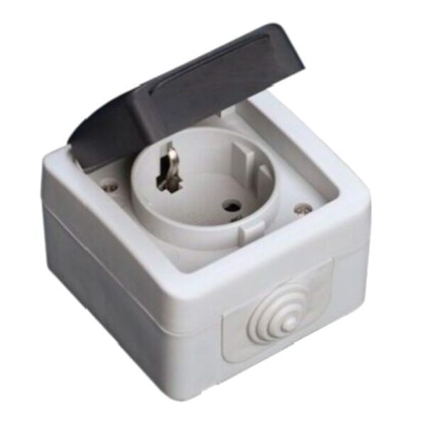 Tomada schuko estanque 16A 250V IP44 - cinzento - GSC Evolution