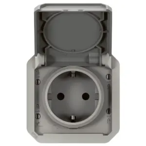 Tomada 2P+T Schuko ligadores automáticos - LEGRAND Cinzento