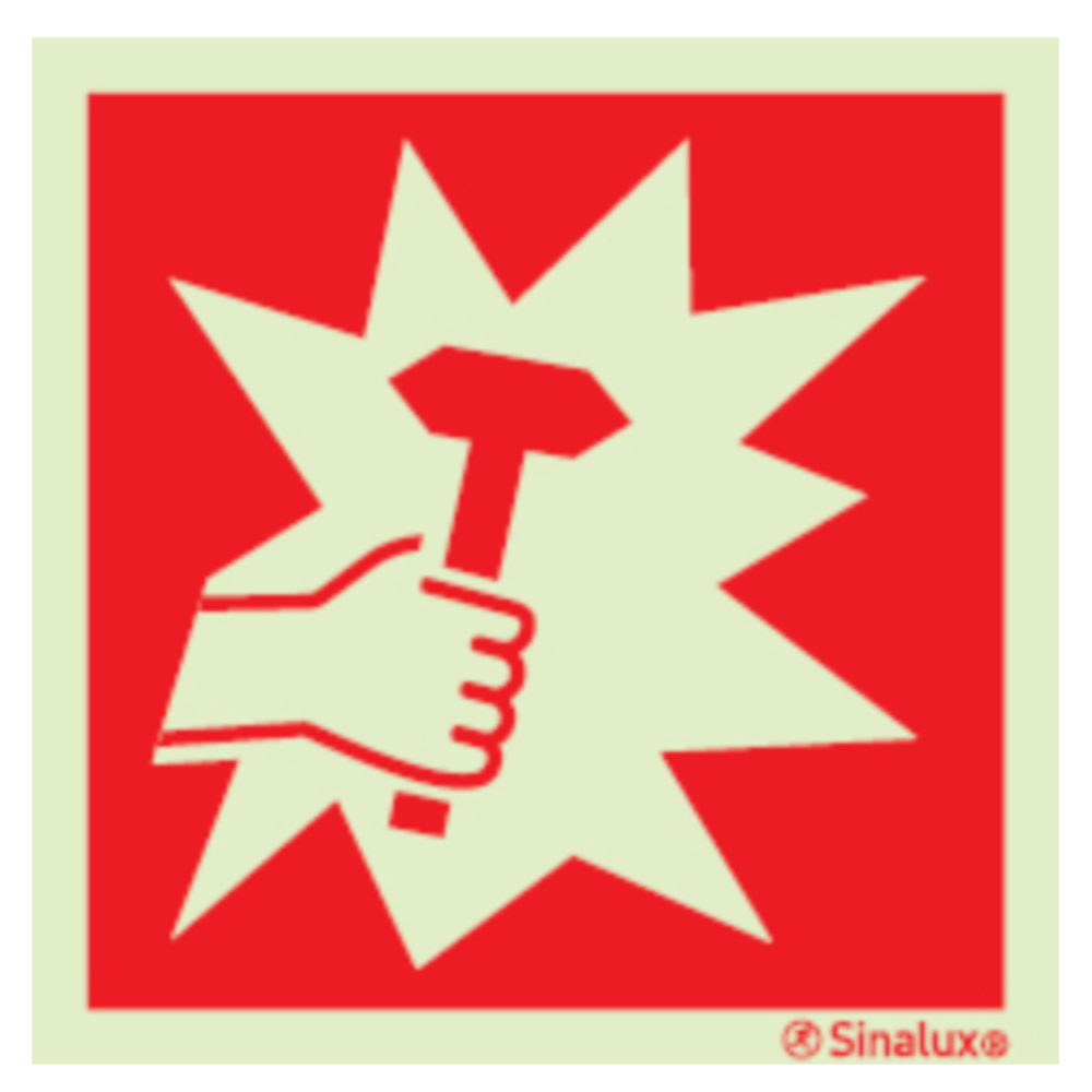 Sinal de martelo quebrar em caso de emergência - P 05 41