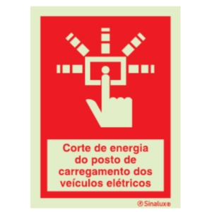 Sinal de corte de energia do posto de carregamento dos veículos elétricos Sinalux P 05 57 – vermelho