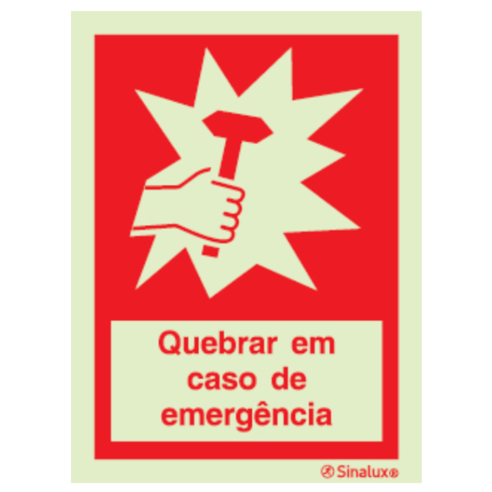 Sinal de martelo, quebrar em caso de emergência P 05 61 – vermelho