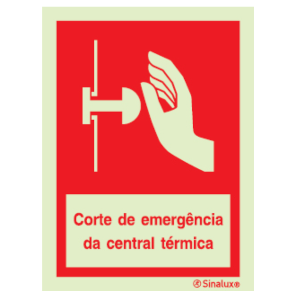 Sinal de corte de emergência da central térmica P 05 73 – vermelho
