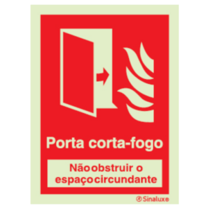 Sinal de porta corta-fogo, não obstruir o espaço circundante - P 05 77