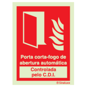 Sinal de porta corta-fogo de abertura automática controlada pela C.D.I. - P 05 79