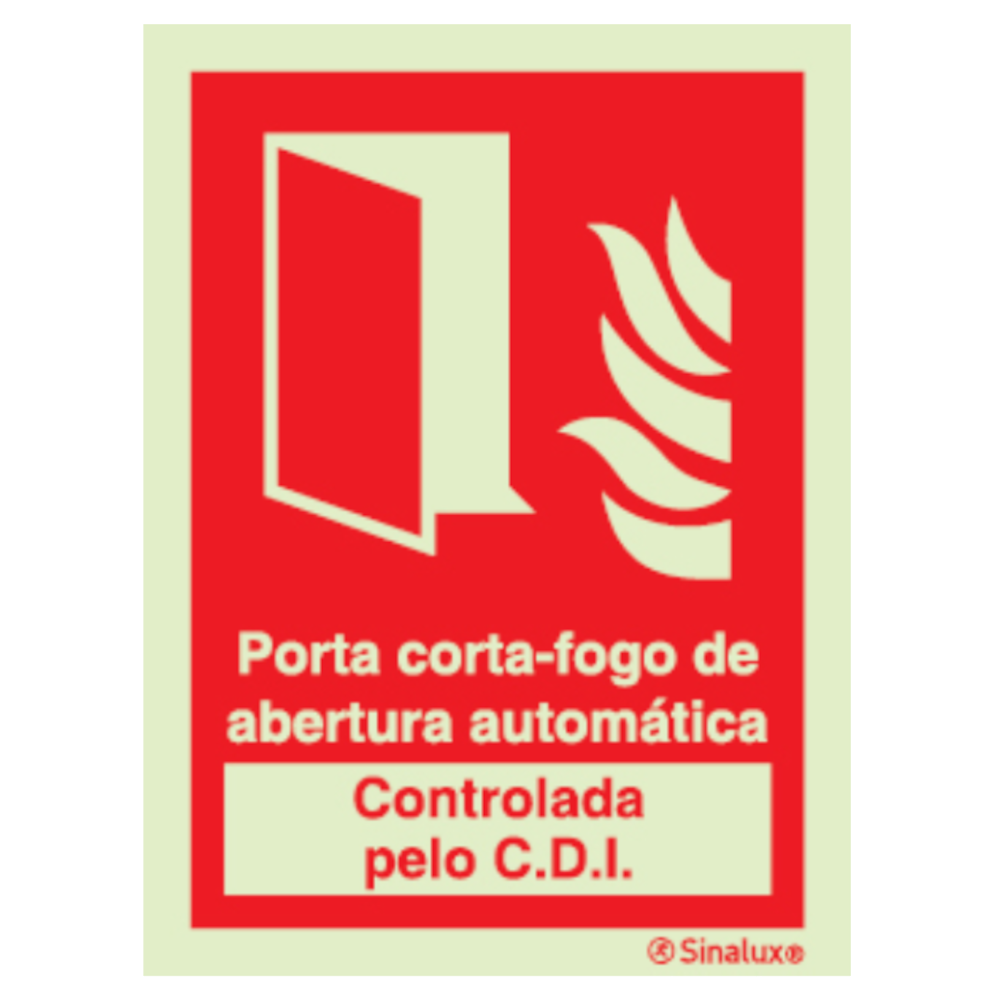 Sinal de porta corta-fogo de abertura automática controlada pela CDI P 05 79 – vermelho