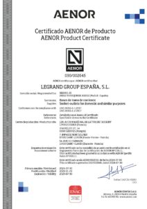 Certificado – Tomada Schuko Legrand Plexo 069730L – estanque, 2P+T, 16 A, IP55, saliente, cinzenta