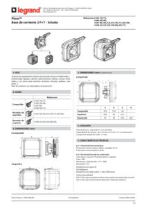 Ficha técnica – Tomada Schuko Legrand Plexo 069730L – estanque, 2P+T, 16 A, IP55, saliente, cinzenta