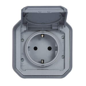 Tomada Schuko Legrand Plexo 069730L – estanque, 2P+T, 16 A, IP55, saliente, cinzenta