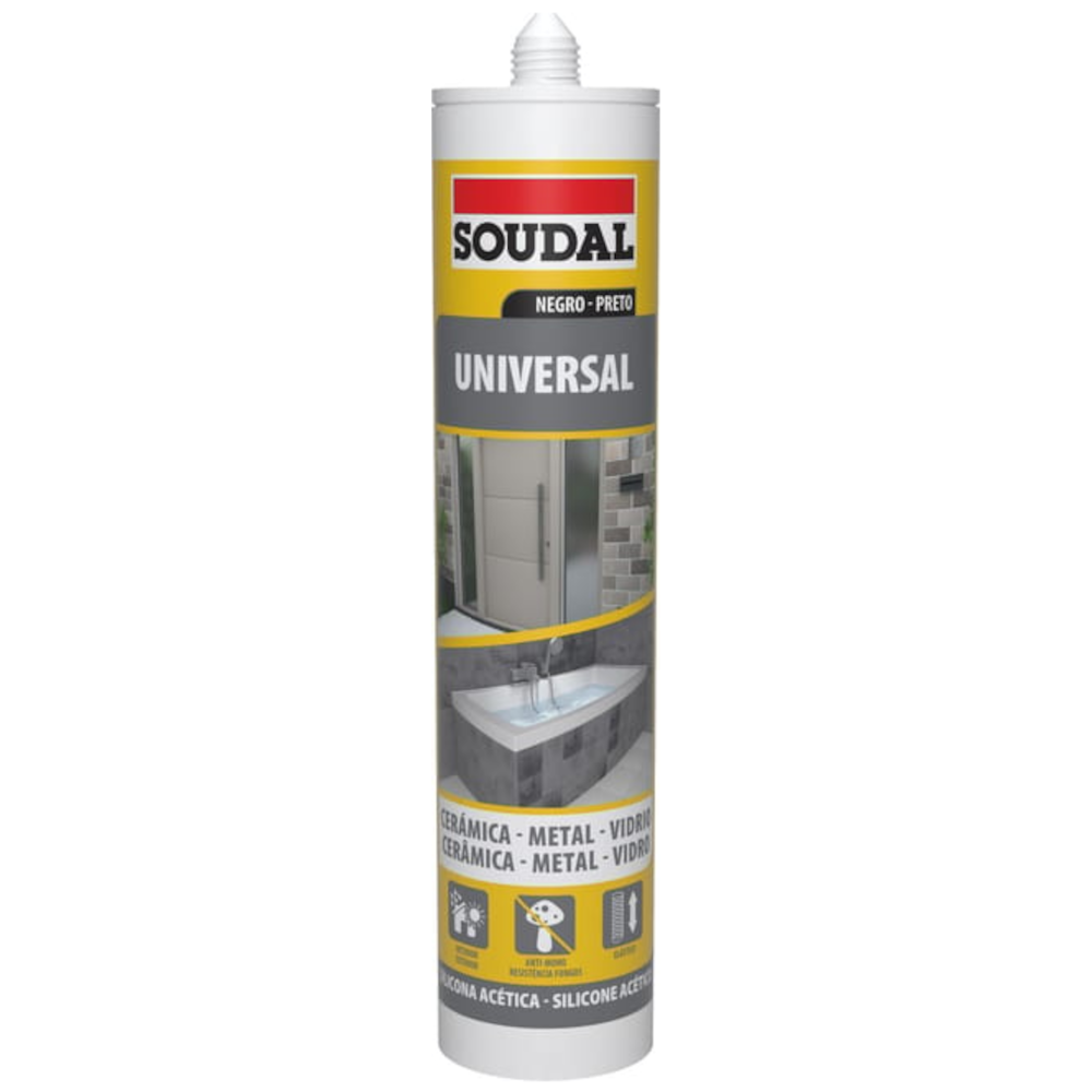 Silicone Acético Soudal 280ml Preto