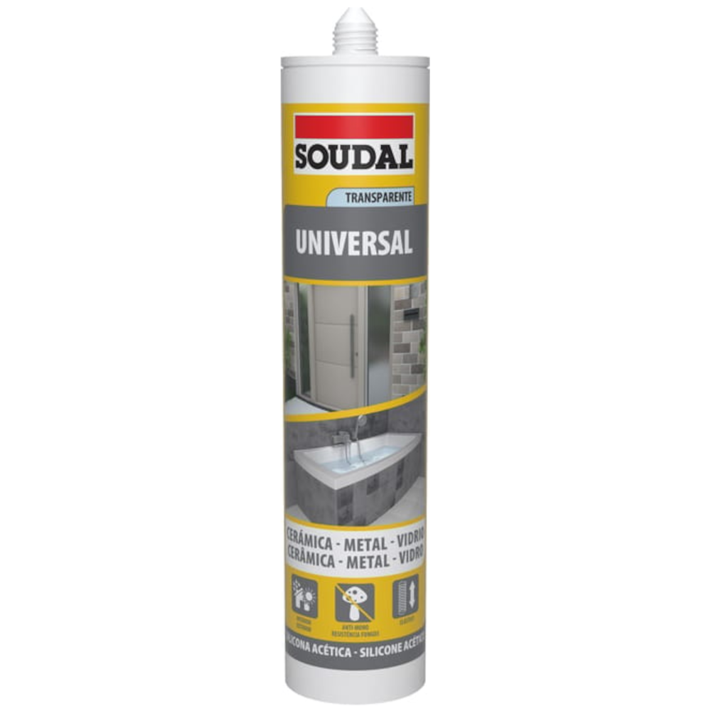Silicone acético Soudal – 280 ml, transparente
