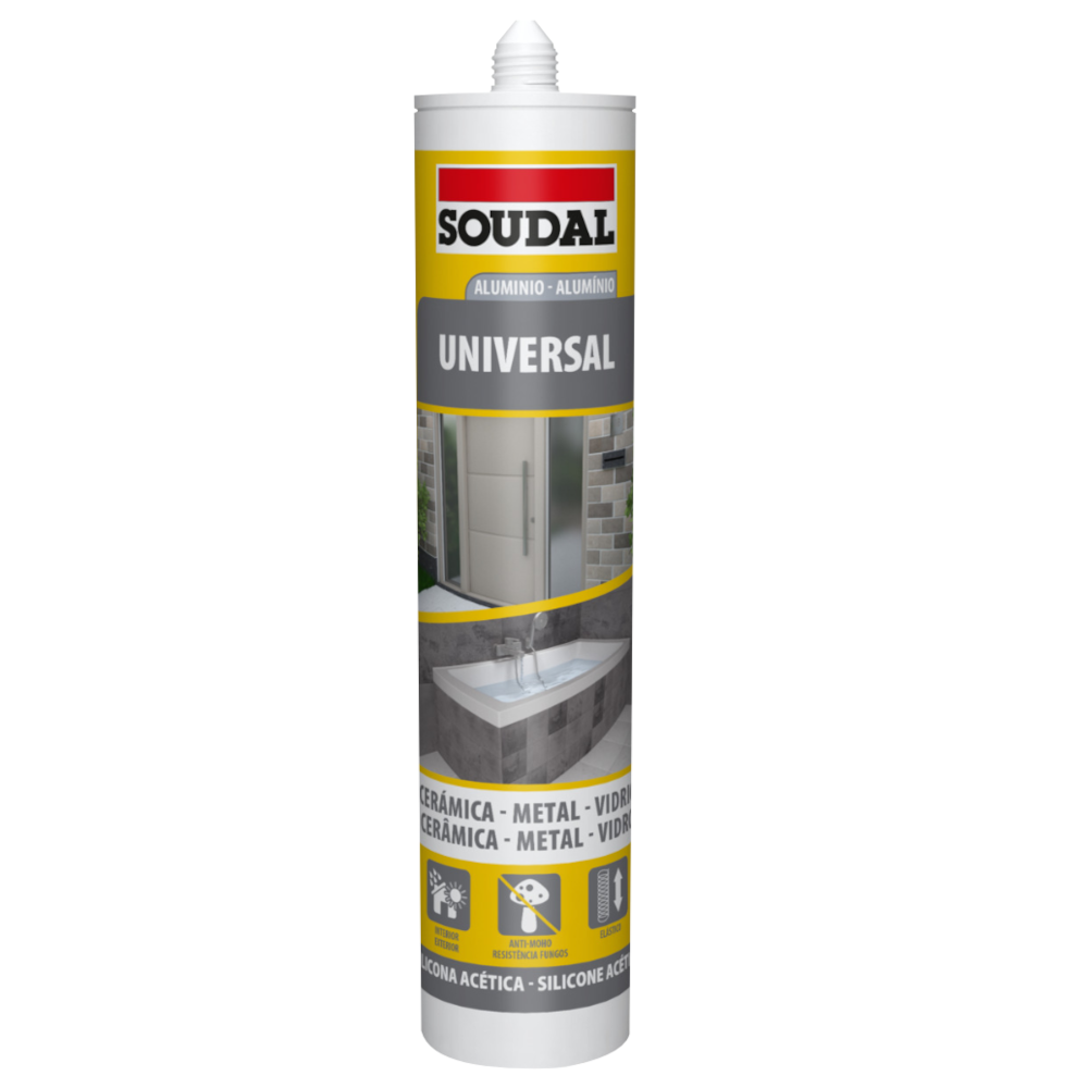 Silicone Acético Soudal 280ml Aluminio