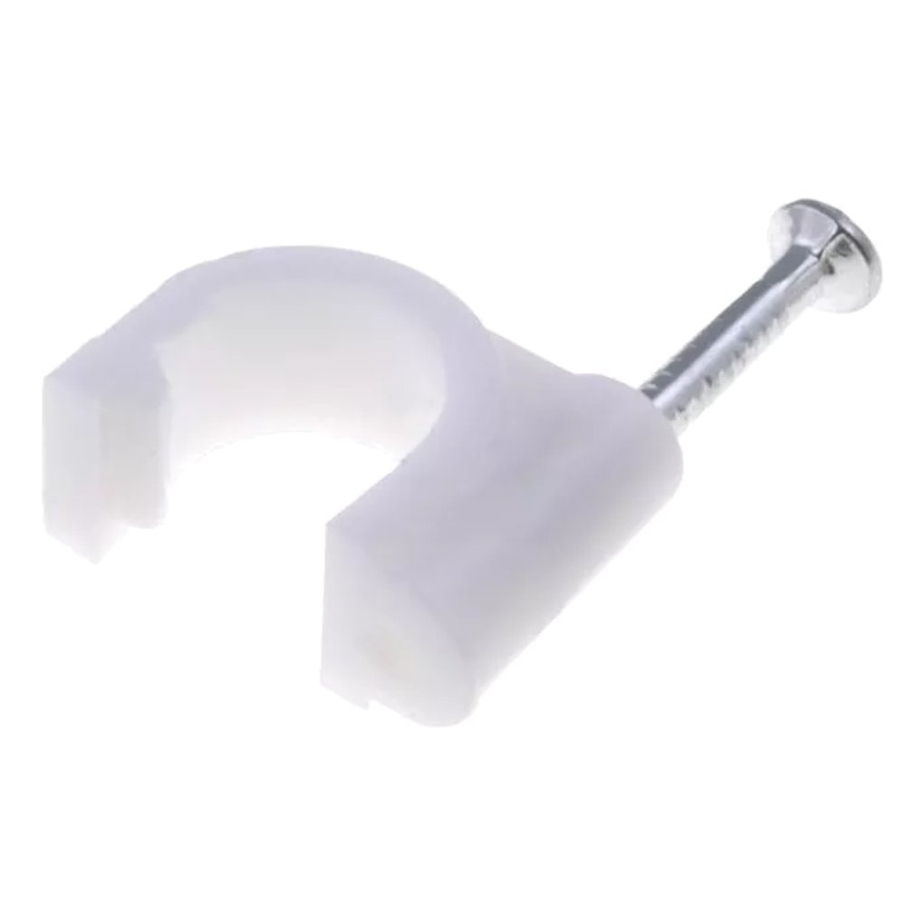 Abraçadeiras com Prego p/ cabo redondo Ø22mm Branco