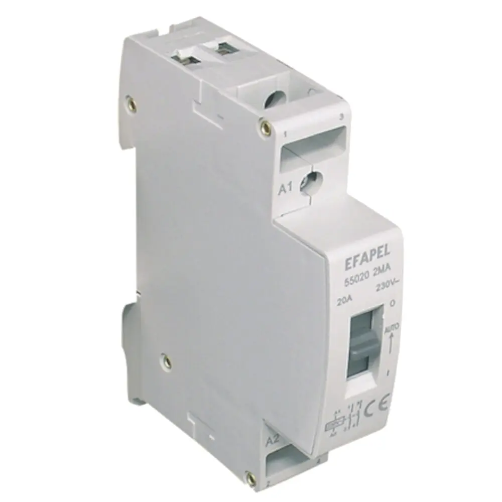 Contactor modular com comando manual Efapel 55020 2MA – 2P, 20 A, 2NA, bobina 230 V