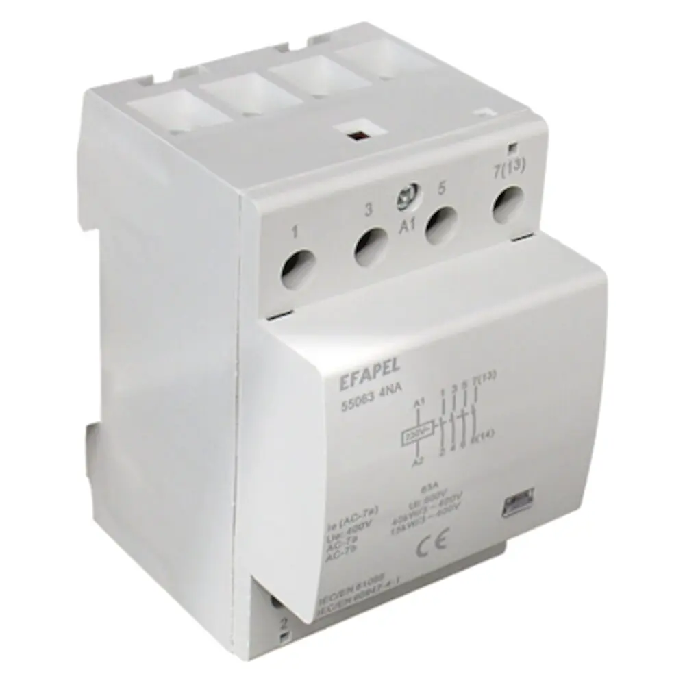 Contactor modular Efapel 55063 4NA – 4P, 63 A, 4NA, bobina 230 V