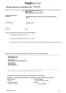Declaração UE de conformidade – Hager Golf VS108TP