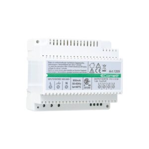 Alimentador Comelit 1209 – para kits de vídeo Simplebus2, 110-240 V AC, 33 V DC, 6 módulos DIN