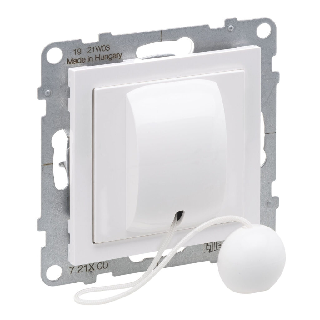 Botão de cordão Legrand New Suno – NA+NF, 6 A, ligadores automáticos, branco, alumínio ou preto
