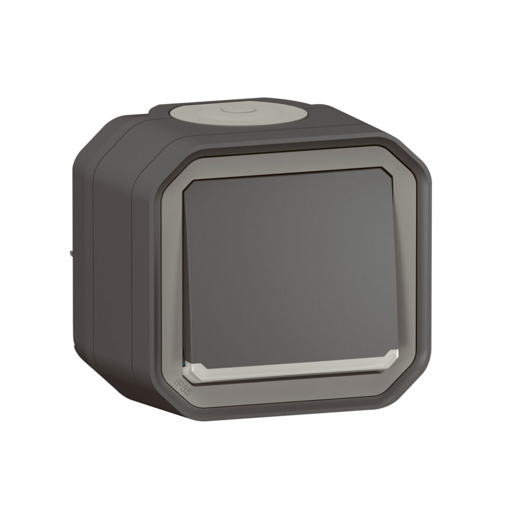 Botão luminoso Legrand Plexo 069782L – estanque, NA, 10 A, IP55, saliente, antracite