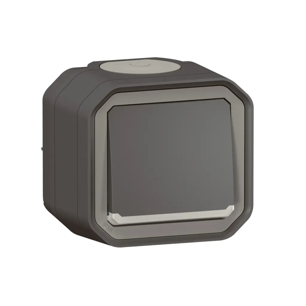 Botão luminoso Legrand Plexo 069782L – estanque, NA, 10 A, IP55, saliente, antracite