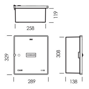 Caixa de acesso multioperador TEV KVCAM – ITED, poliéster, porta opaca, IP65, IK09, cinzenta