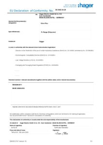 Certificado – Caixa de exterior Hager orion plus FL204B – poliéster, 350 x 300 x 160 mm, IP66, porta opaca