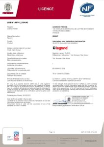 Certificado – Comutador de escada Legrand Plexo 069711L – estanque, 10 AX, IP55, saliente, cinzento