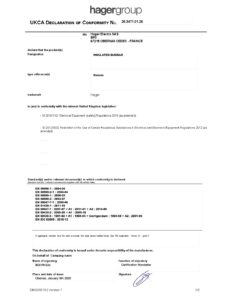 Certificado – Perfil de proteção para pente Hager KZ059 – 5 módulos, amarelo