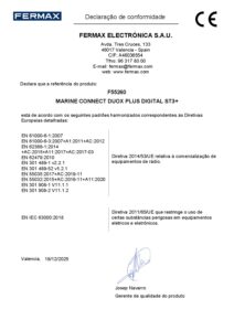 Certificado – Unidade exterior de videoporteiro Fermax Marine CONNECT 55260 – ecrã 3,5″, teclado, 4G