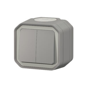 Comando duplo Legrand Plexo 069715L – estanque, botão ou comutador duplo, 10 AX, IP55, cinzento