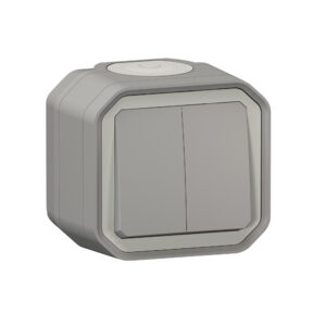 Comando duplo Legrand Plexo 069715L – estanque, botão ou comutador duplo, 10 AX, IP55, cinzento